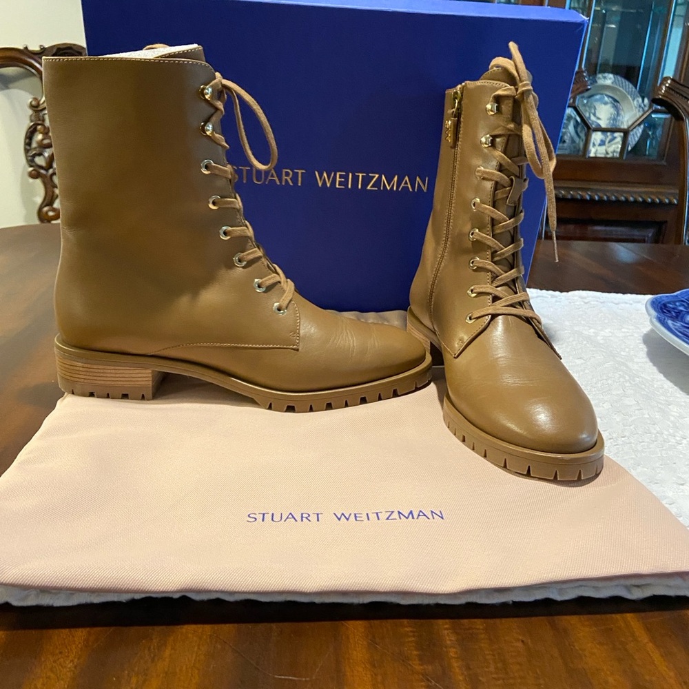 Stuart Weitzman Laine leather combat boot, NIB, size 8